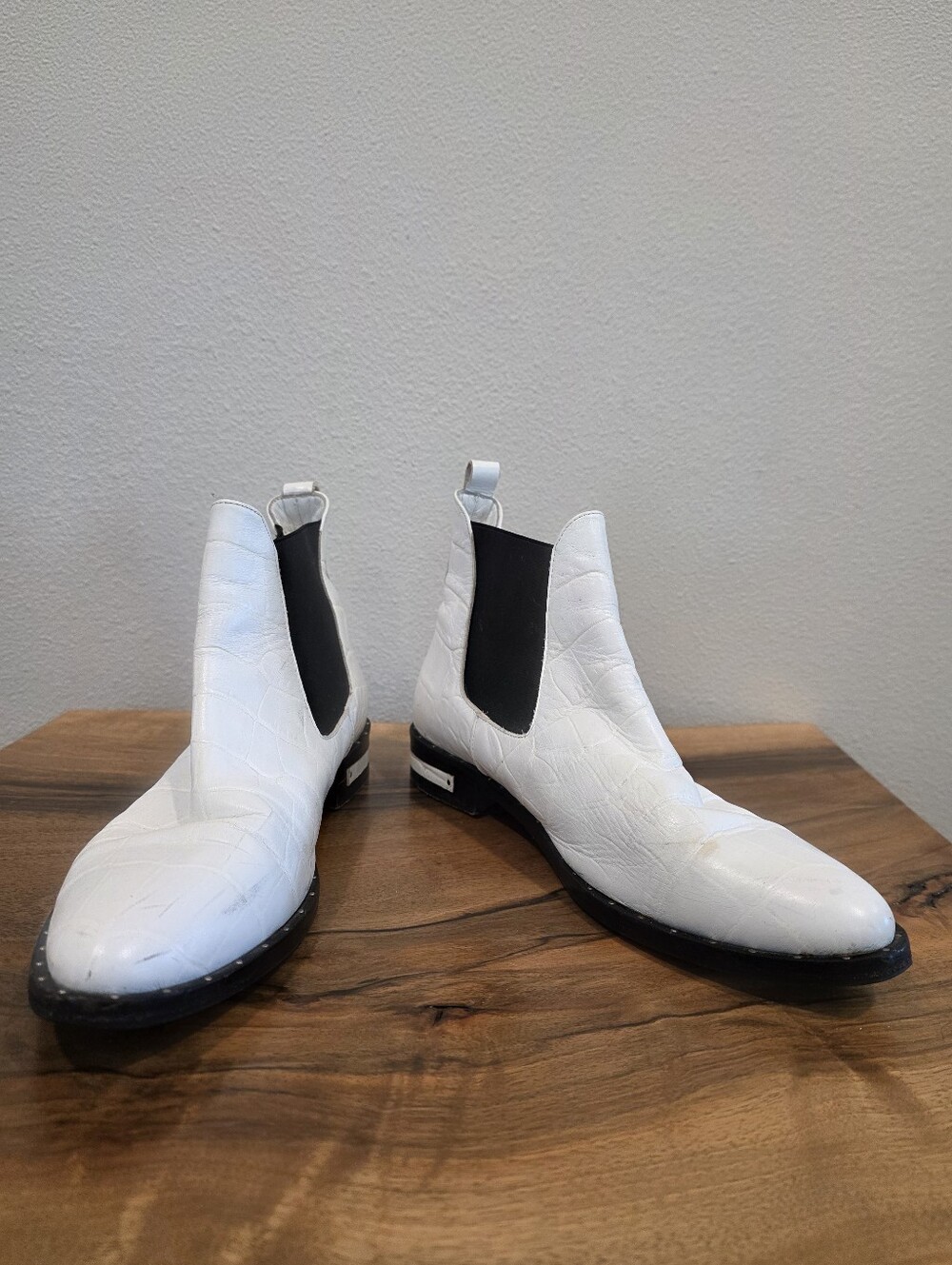 Freda Salvador White Croc Embossed Chelsea Boots - Picture 2 of 14